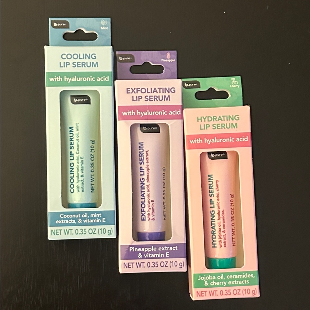 Bpure Lip Serum Set Bundle Exfoliating, Cooling, Hydrating